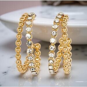 SUGARFIX by BaubleBar Crystal Beaded Double Hoop Earrings - Gold